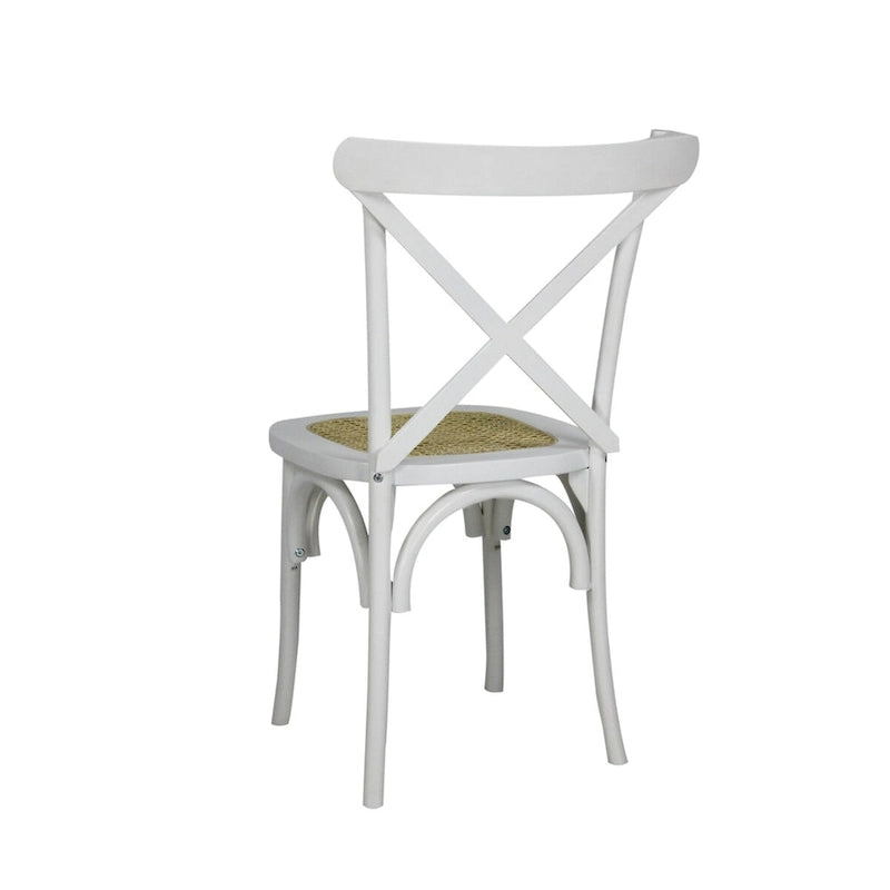 Chaise de salle à manger classique Colmar en bois et rotin avec dossier en X, naturel (Lot de 2) par JONATHAN Y