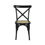 Chaise de salle à manger classique Colmar en bois et rotin avec dossier en X, naturel (Lot de 2) par JONATHAN Y