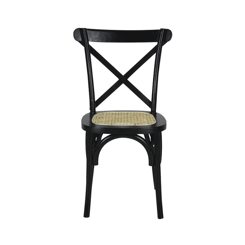 Chaise de salle à manger classique Colmar en bois et rotin avec dossier en X, naturel (Lot de 2) par JONATHAN Y