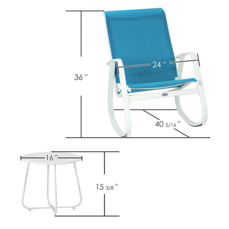 Fauteuil à bascule d'extérieur contemporain Kozyard avec assise en toile tendue