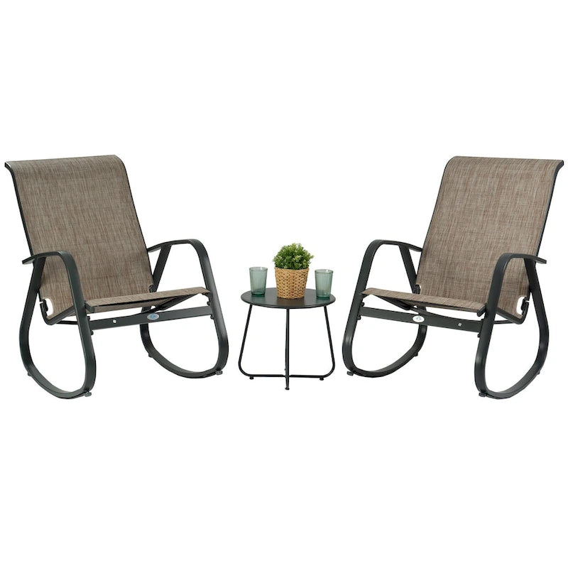 Fauteuil à bascule d'extérieur contemporain Kozyard avec assise en toile tendue