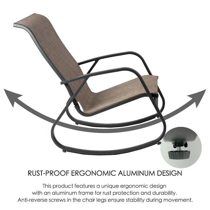 Fauteuil à bascule d'extérieur contemporain Kozyard avec assise en toile tendue