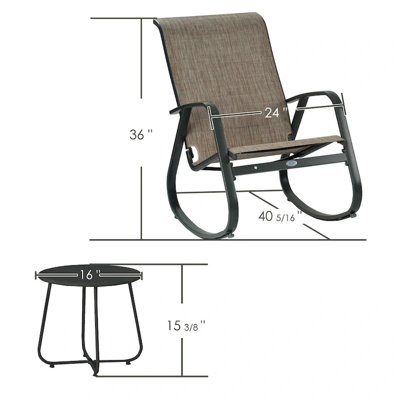 Fauteuil à bascule d'extérieur contemporain Kozyard avec assise en toile tendue