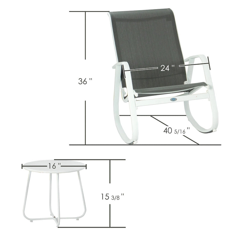 Fauteuil à bascule d'extérieur contemporain Kozyard avec assise en toile tendue