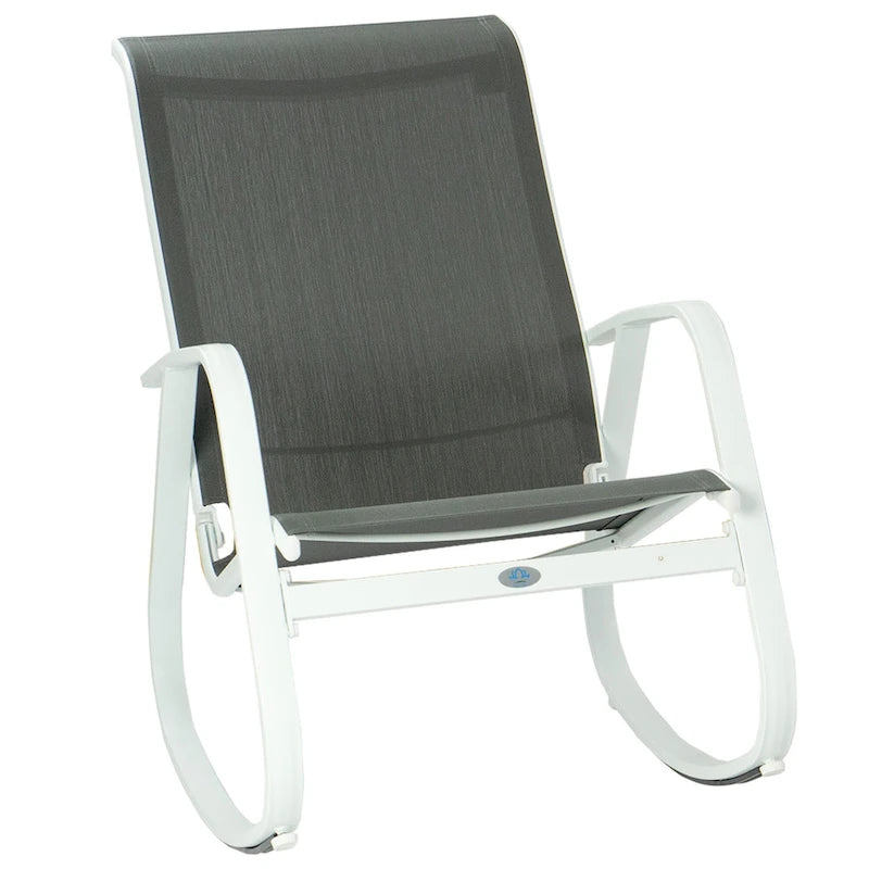 Fauteuil à bascule d'extérieur contemporain Kozyard avec assise en toile tendue