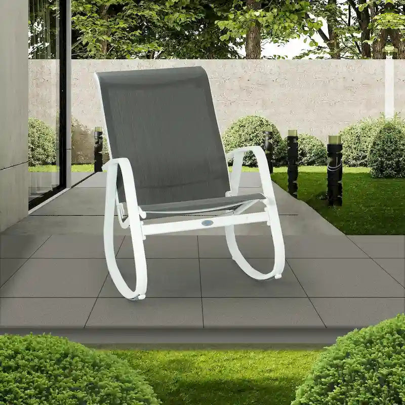 Fauteuil à bascule d'extérieur contemporain Kozyard avec assise en toile tendue