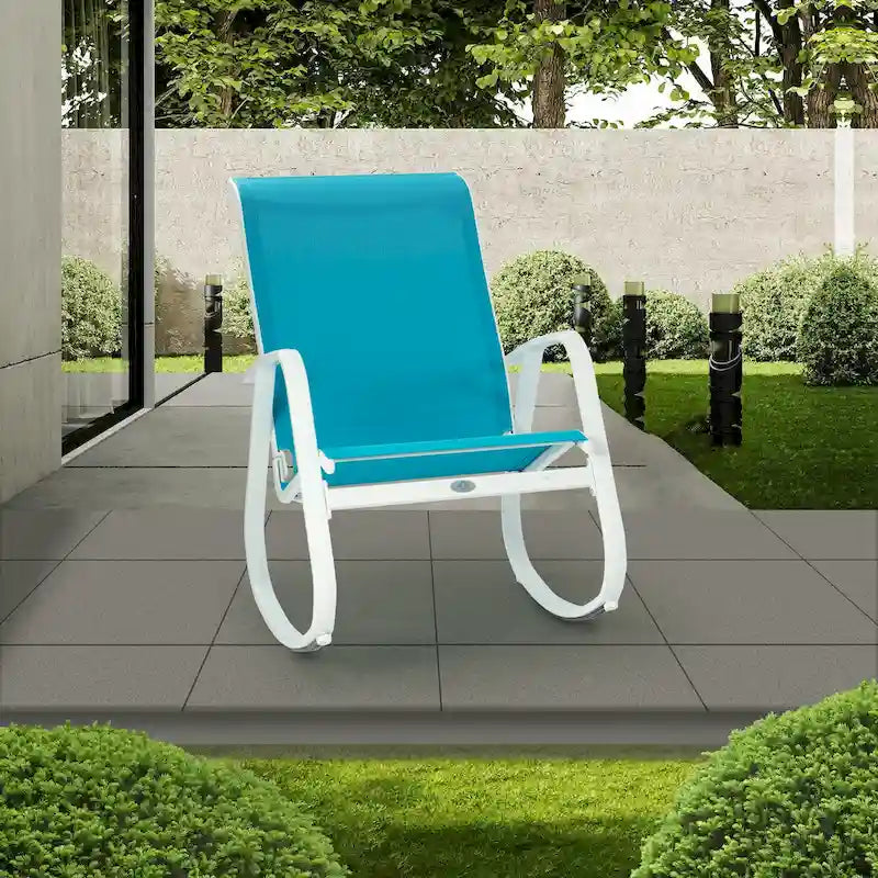 Fauteuil à bascule d'extérieur contemporain Kozyard avec assise en toile tendue