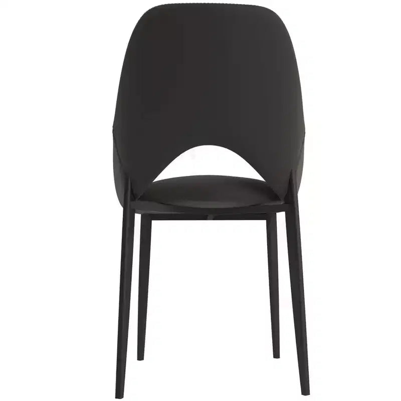 Lot de 4 chaises de salle à manger rembourrées LeisureMod Collection Amalfi avec dossier ouvert incurvé et pieds en fer thermolaqué pour cuisine et salle à manger