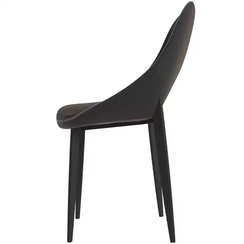 Lot de 4 chaises de salle à manger rembourrées LeisureMod Collection Amalfi avec dossier ouvert incurvé et pieds en fer thermolaqué pour cuisine et salle à manger