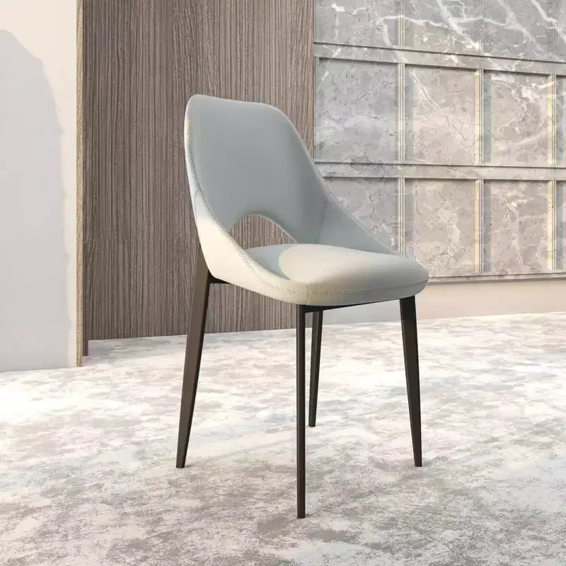 Lot de 4 chaises de salle à manger rembourrées LeisureMod Collection Amalfi avec dossier ouvert incurvé et pieds en fer thermolaqué pour cuisine et salle à manger