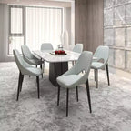 Lot de 4 chaises de salle à manger rembourrées LeisureMod Collection Amalfi avec dossier ouvert incurvé et pieds en fer thermolaqué pour cuisine et salle à manger