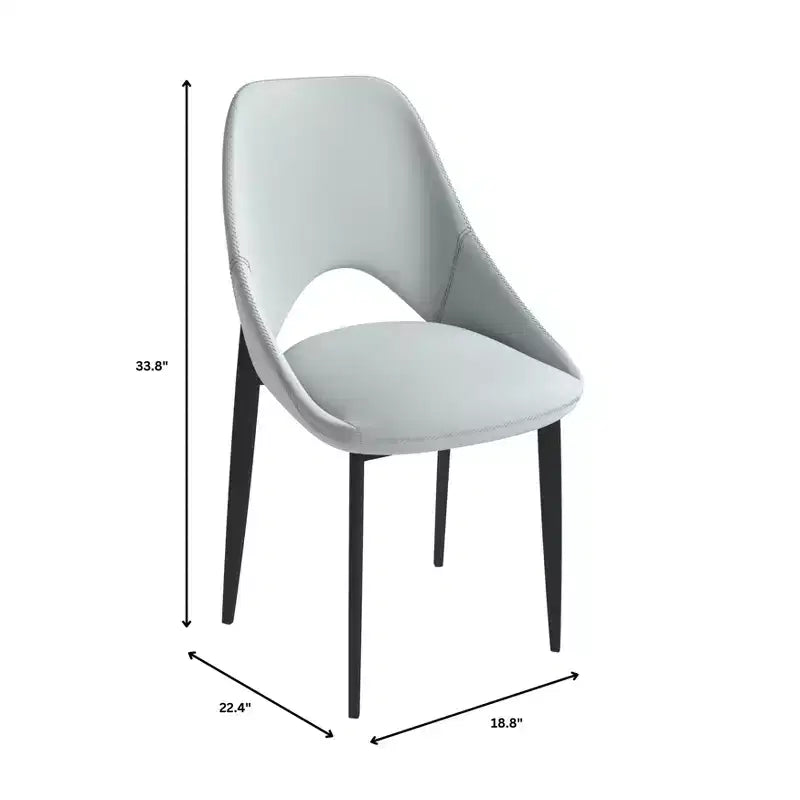 Lot de 4 chaises de salle à manger rembourrées LeisureMod Collection Amalfi avec dossier ouvert incurvé et pieds en fer thermolaqué pour cuisine et salle à manger