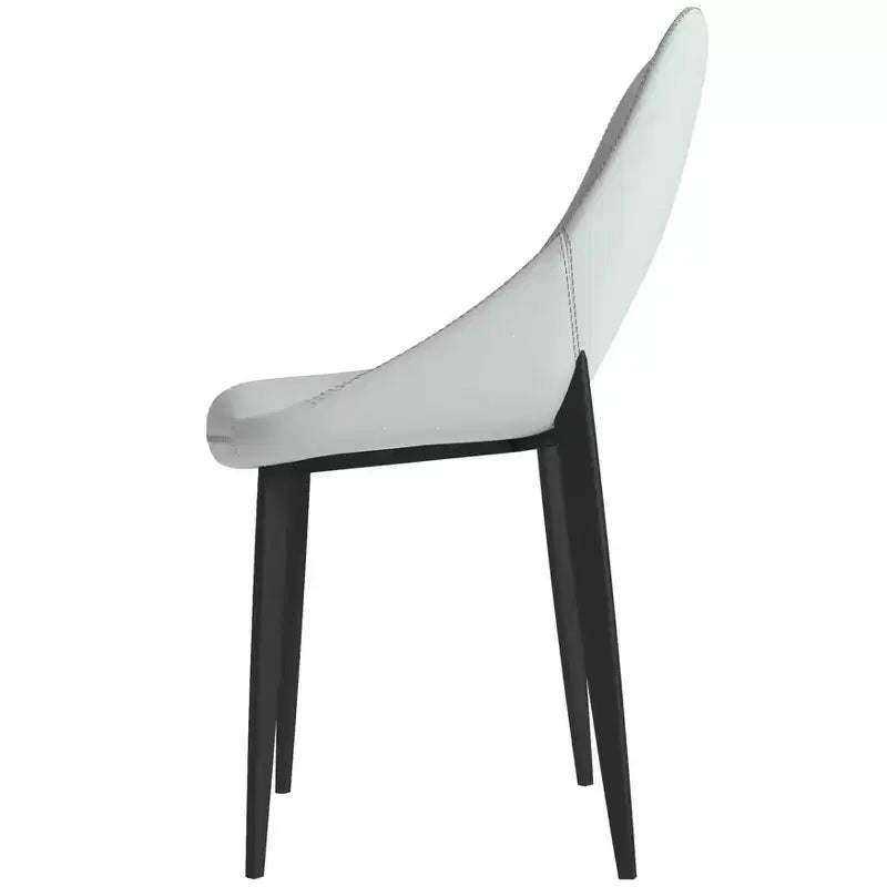 Lot de 4 chaises de salle à manger rembourrées LeisureMod Collection Amalfi avec dossier ouvert incurvé et pieds en fer thermolaqué pour cuisine et salle à manger