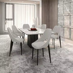 Lot de 4 chaises de salle à manger rembourrées LeisureMod Collection Amalfi avec dossier ouvert incurvé et pieds en fer thermolaqué pour cuisine et salle à manger