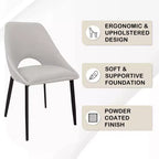 Lot de 4 chaises de salle à manger rembourrées LeisureMod Collection Amalfi avec dossier ouvert incurvé et pieds en fer thermolaqué pour cuisine et salle à manger
