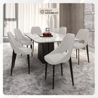 Lot de 4 chaises de salle à manger rembourrées LeisureMod Collection Amalfi avec dossier ouvert incurvé et pieds en fer thermolaqué pour cuisine et salle à manger