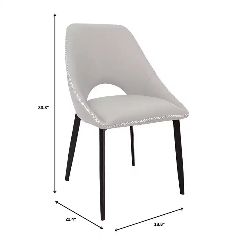 Lot de 4 chaises de salle à manger rembourrées LeisureMod Collection Amalfi avec dossier ouvert incurvé et pieds en fer thermolaqué pour cuisine et salle à manger