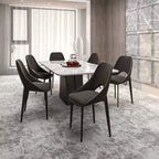 Lot de 4 chaises de salle à manger rembourrées LeisureMod Collection Amalfi avec dossier ouvert incurvé et pieds en fer thermolaqué pour cuisine et salle à manger