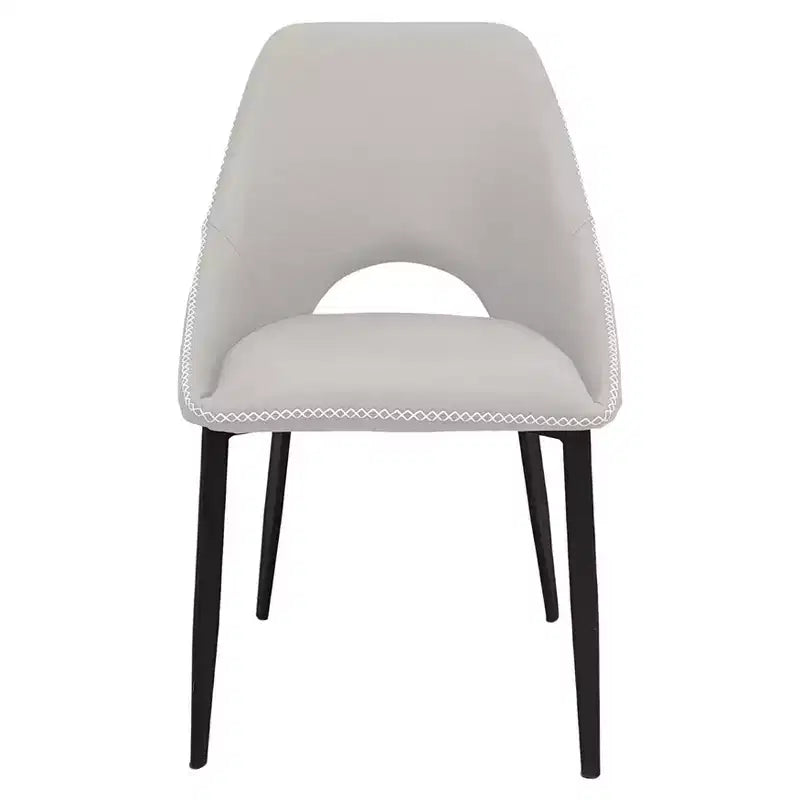 Lot de 4 chaises de salle à manger rembourrées LeisureMod Collection Amalfi avec dossier ouvert incurvé et pieds en fer thermolaqué pour cuisine et salle à manger