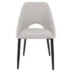 Lot de 4 chaises de salle à manger rembourrées LeisureMod Collection Amalfi avec dossier ouvert incurvé et pieds en fer thermolaqué pour cuisine et salle à manger