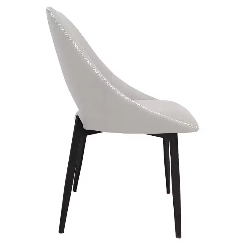 Lot de 4 chaises de salle à manger rembourrées LeisureMod Collection Amalfi avec dossier ouvert incurvé et pieds en fer thermolaqué pour cuisine et salle à manger