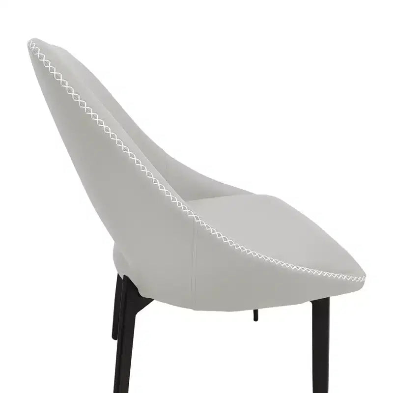 Lot de 4 chaises de salle à manger rembourrées LeisureMod Collection Amalfi avec dossier ouvert incurvé et pieds en fer thermolaqué pour cuisine et salle à manger