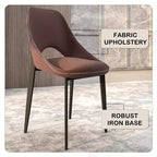 Lot de 4 chaises de salle à manger rembourrées LeisureMod Collection Amalfi avec dossier ouvert incurvé et pieds en fer thermolaqué pour cuisine et salle à manger