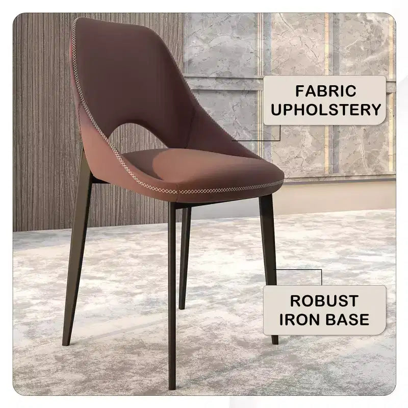 Lot de 4 chaises de salle à manger rembourrées LeisureMod Collection Amalfi avec dossier ouvert incurvé et pieds en fer thermolaqué pour cuisine et salle à manger