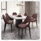 Lot de 4 chaises de salle à manger rembourrées LeisureMod Collection Amalfi avec dossier ouvert incurvé et pieds en fer thermolaqué pour cuisine et salle à manger