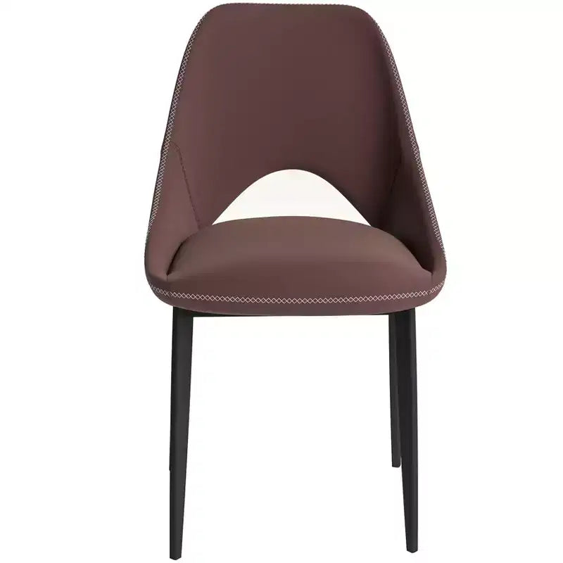 Lot de 4 chaises de salle à manger rembourrées LeisureMod Collection Amalfi avec dossier ouvert incurvé et pieds en fer thermolaqué pour cuisine et salle à manger