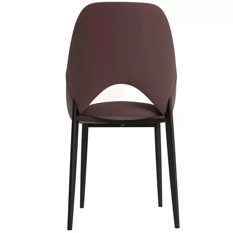 Lot de 4 chaises de salle à manger rembourrées LeisureMod Collection Amalfi avec dossier ouvert incurvé et pieds en fer thermolaqué pour cuisine et salle à manger