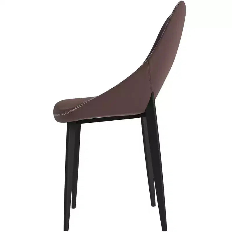 Lot de 4 chaises de salle à manger rembourrées LeisureMod Collection Amalfi avec dossier ouvert incurvé et pieds en fer thermolaqué pour cuisine et salle à manger