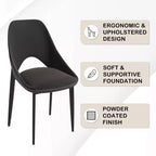 Lot de 4 chaises de salle à manger rembourrées LeisureMod Collection Amalfi avec dossier ouvert incurvé et pieds en fer thermolaqué pour cuisine et salle à manger