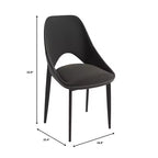 Lot de 4 chaises de salle à manger rembourrées LeisureMod Collection Amalfi avec dossier ouvert incurvé et pieds en fer thermolaqué pour cuisine et salle à manger