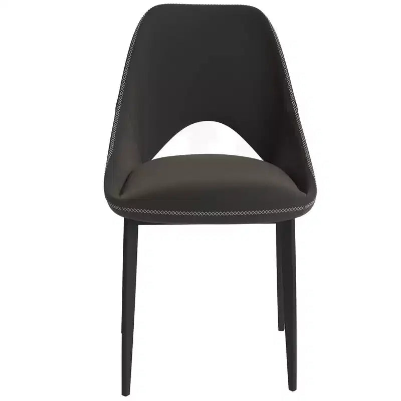Lot de 4 chaises de salle à manger rembourrées LeisureMod Collection Amalfi avec dossier ouvert incurvé et pieds en fer thermolaqué pour cuisine et salle à manger