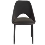 Lot de 4 chaises de salle à manger rembourrées LeisureMod Collection Amalfi avec dossier ouvert incurvé et pieds en fer thermolaqué pour cuisine et salle à manger