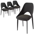 LeisureMod Amalfi Collection Upholstered Dining Chairs Set of 4  Curved Open Back Design with Powder-Coated Iron Legs for Kitchen & Dining Room