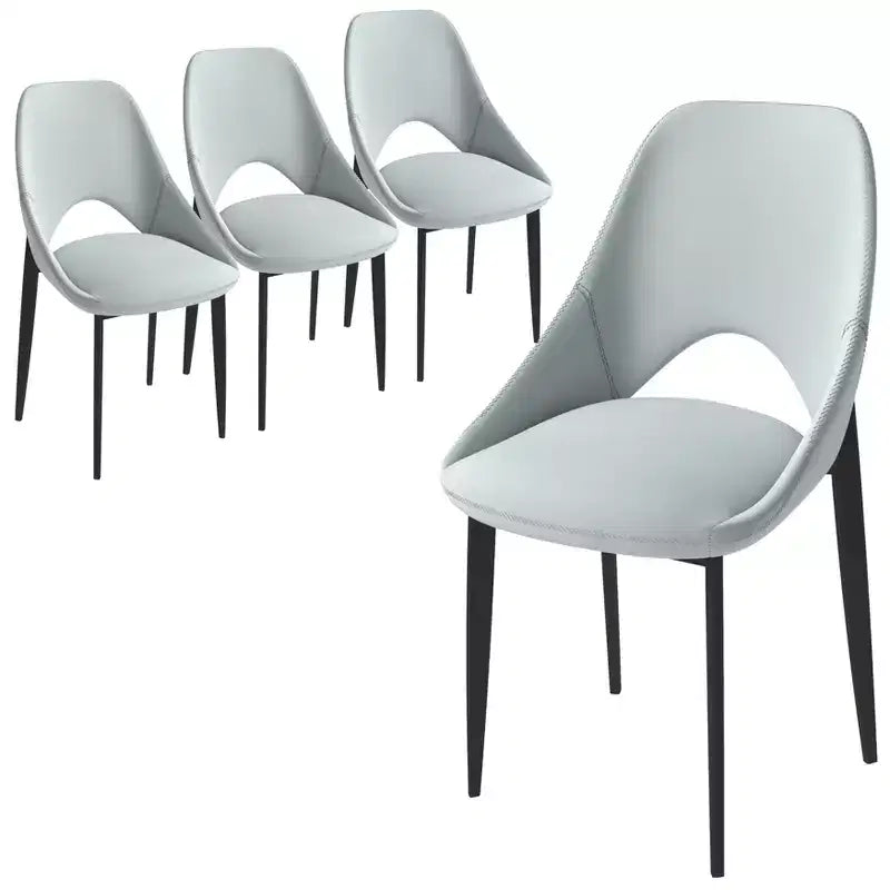 Lot de 4 chaises de salle à manger rembourrées LeisureMod Collection Amalfi avec dossier ouvert incurvé et pieds en fer thermolaqué pour cuisine et salle à manger