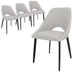 Lot de 4 chaises de salle à manger rembourrées LeisureMod Collection Amalfi avec dossier ouvert incurvé et pieds en fer thermolaqué pour cuisine et salle à manger