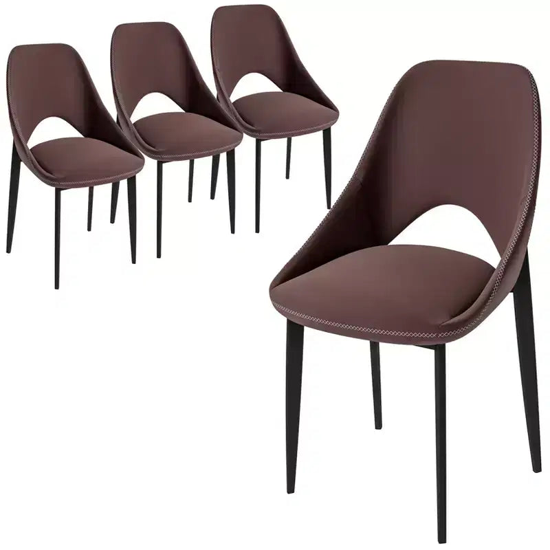 Lot de 4 chaises de salle à manger rembourrées LeisureMod Collection Amalfi avec dossier ouvert incurvé et pieds en fer thermolaqué pour cuisine et salle à manger