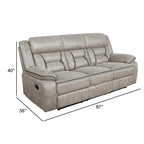 Canapé inclinable manuel Tye 87 pouces, mousse de gel rafraîchissant, similicuir taupe