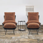 Ensemble de 2 fauteuils d'appoint avec ottoman, Tissu Leathaire LW951