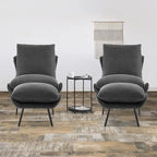 Ensemble de 2 fauteuils d'appoint avec ottoman, Tissu Leathaire LW951