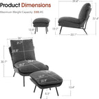Ensemble de 2 fauteuils d'appoint avec ottoman, Tissu Leathaire LW951