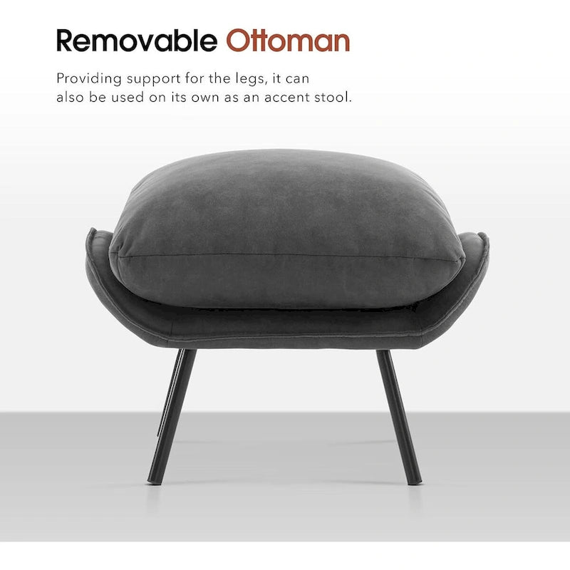 Ensemble de 2 fauteuils d'appoint avec ottoman, Tissu Leathaire LW951