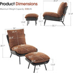 Ensemble de 2 fauteuils d'appoint avec ottoman, Tissu Leathaire LW951