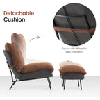 Ensemble de 2 fauteuils d'appoint avec ottoman, Tissu Leathaire LW951