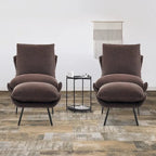 Ensemble de 2 fauteuils d'appoint avec ottoman, Tissu Leathaire LW951