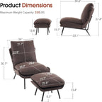 Ensemble de 2 fauteuils d'appoint avec ottoman, Tissu Leathaire LW951