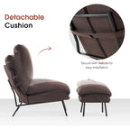 Ensemble de 2 fauteuils d'appoint avec ottoman, Tissu Leathaire LW951